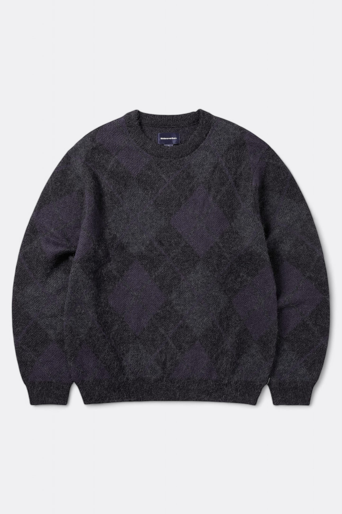 Pull THISISNEVERTHAT - Mohair Argyle Knit Sweater (Dark Purple)