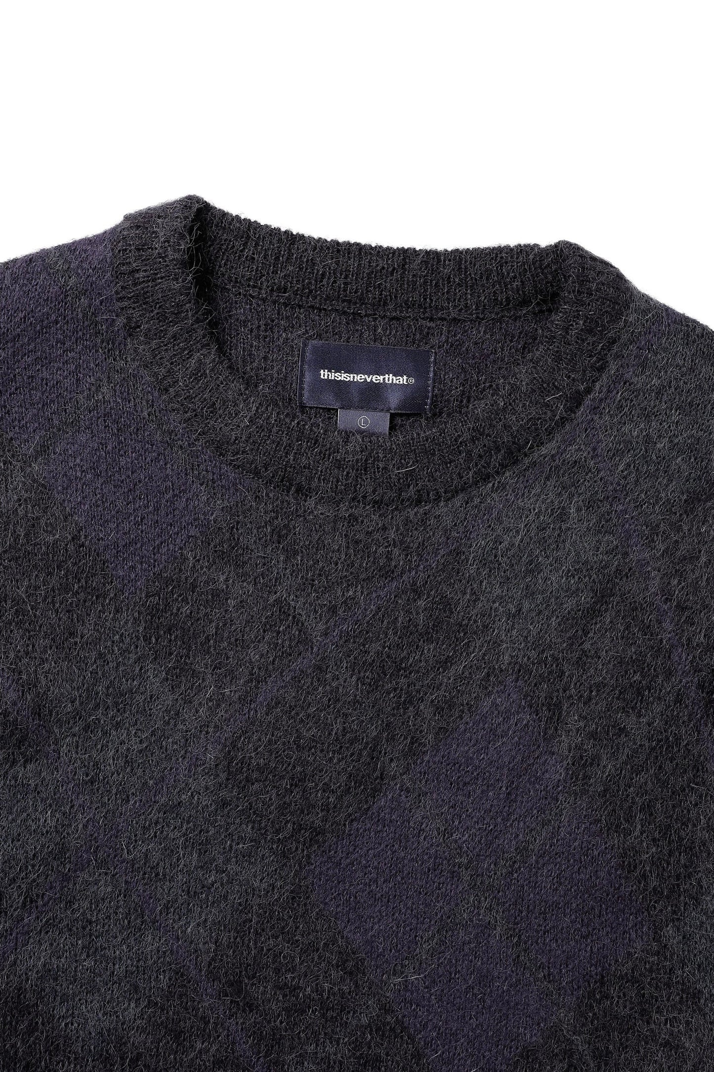 Pull THISISNEVERTHAT - Mohair Argyle Knit Sweater (Dark Purple)